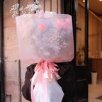 First Love, Everlasting bouquet carried at dusk outside Hanaya Flora, Surry Hills