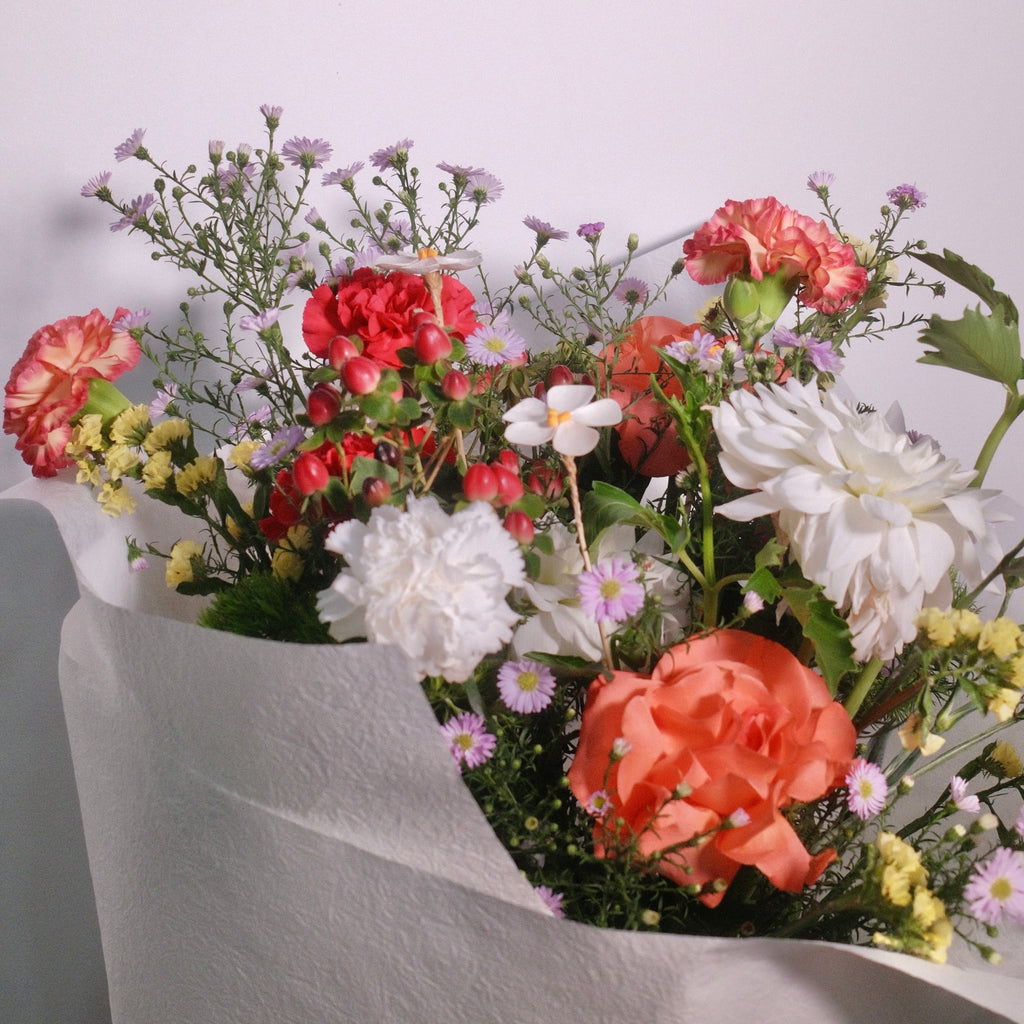 Flower bouquet of mixed colourful flower garden for mum on Mother's Day by Hanaya Flora. 