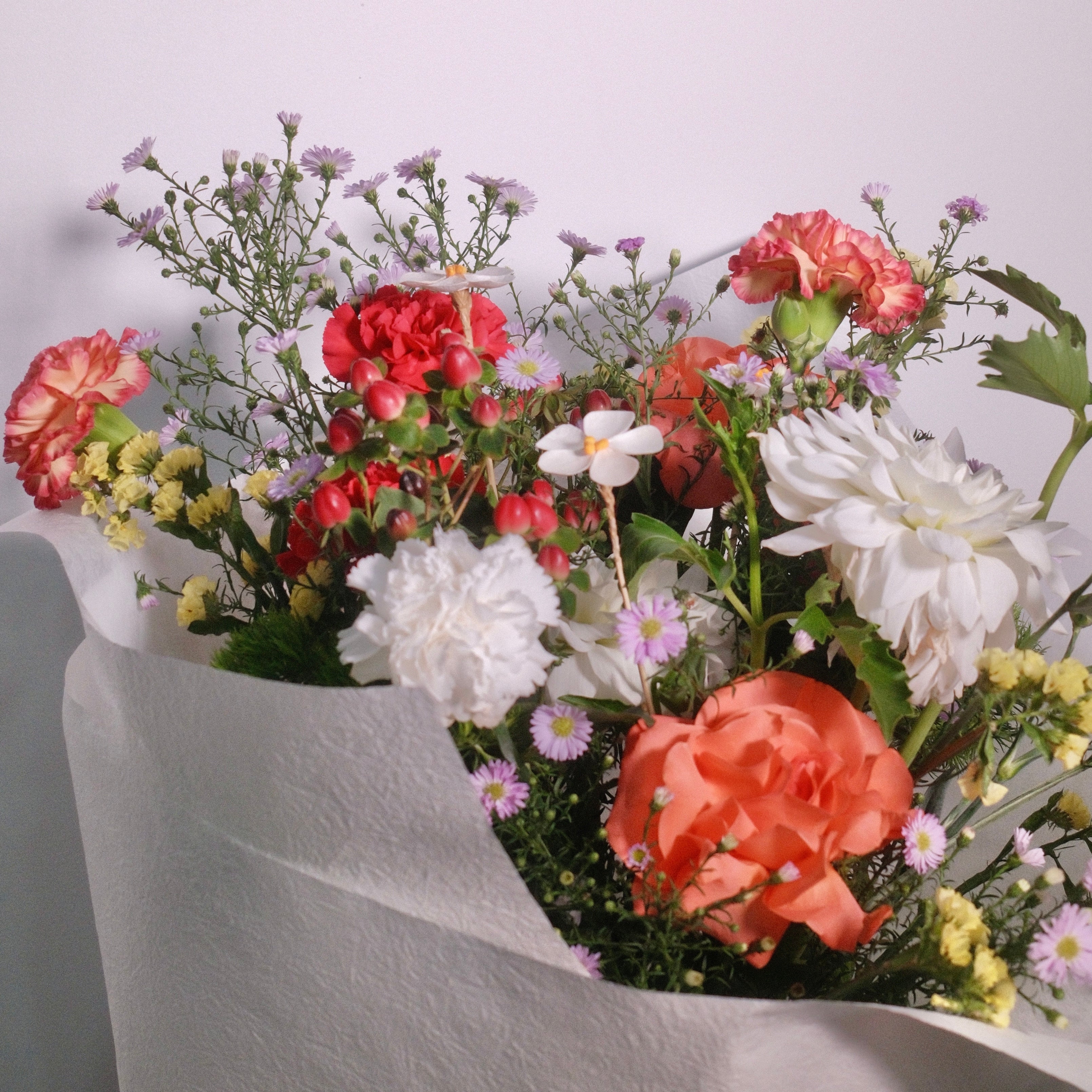 Flower bouquet of mixed colourful flower garden for mum on Mother's Day by Hanaya Flora. 