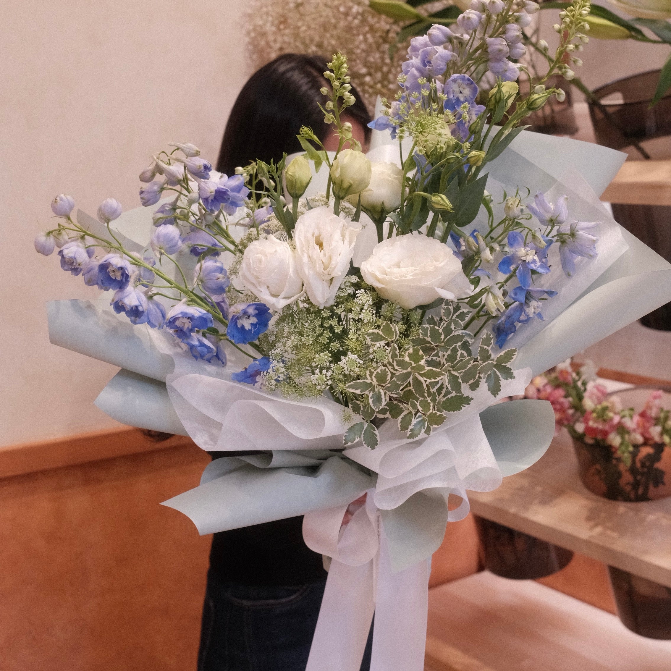 Natsuzora blue delphinium bouquet, a birthday gift bouquet from our Surry Hills flower shop