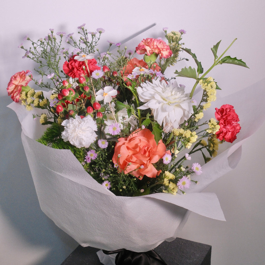 Flower bouquet of mixed colourful flower garden for mum on Mother's Day by Hanaya Flora. 