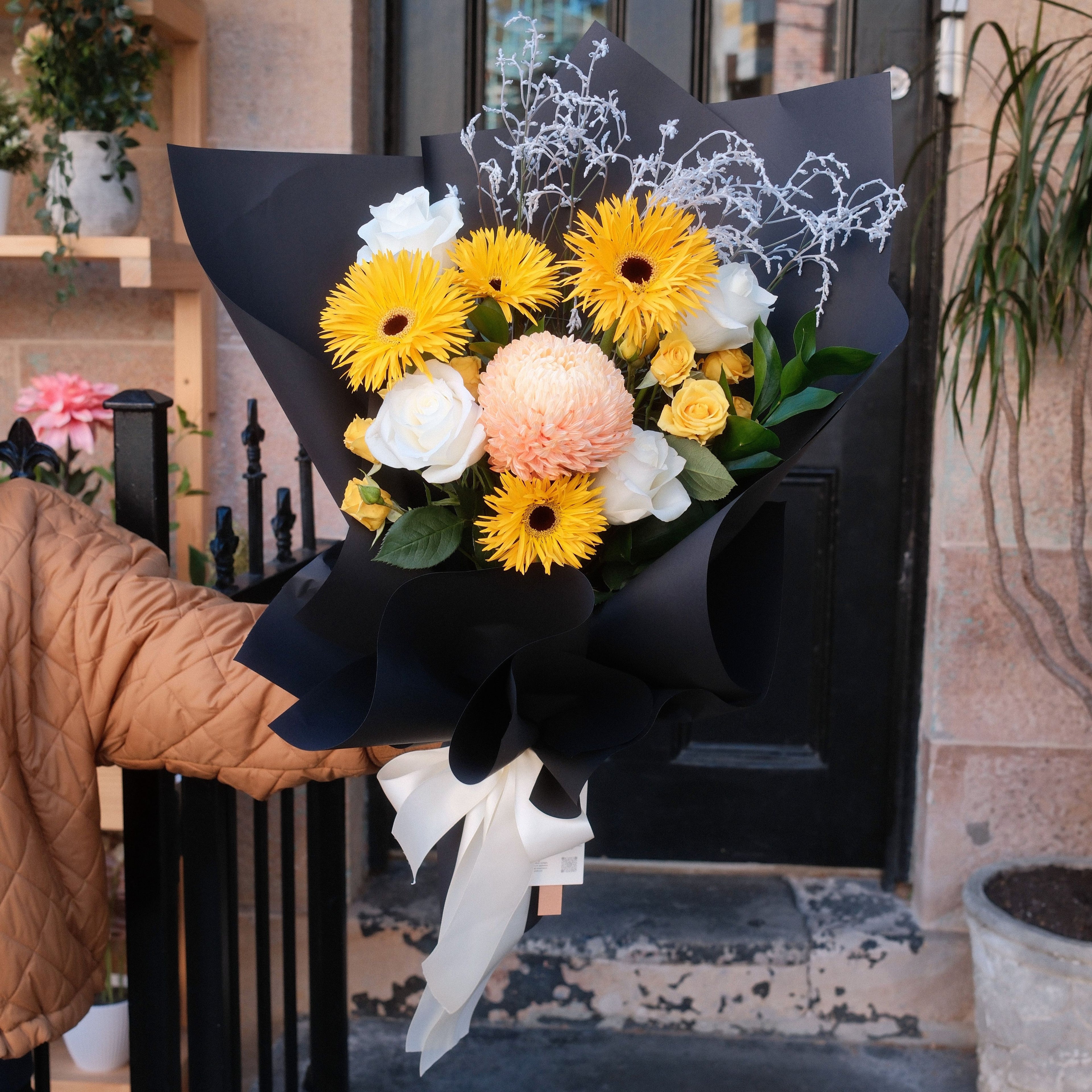 Sunny Wishes get well bouquet displayed at Hanaya Flora, Surry Hills florist