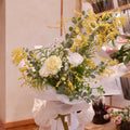 Tsukimi golden wattle bouquet with chamomile and eucalyptus, Sydney flower delivery